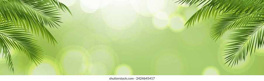 Rama De Palmera Con Fondo Verde 
Con malla de degradado, ilustración vectorial
