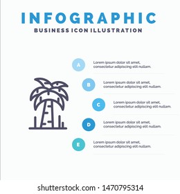 Palm, Tree, Brazil Blue Infographics Template 5 Steps. Vector Line Icon template. Vector Icon Template background