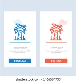 Palm, Tree, Brazil  Blue and Red Download and Buy Now web Widget Card Template. Vector Icon Template background