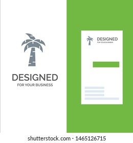 Palm, Tree, Brazil Grey Logo Design and Business Card Template. Vector Icon Template background