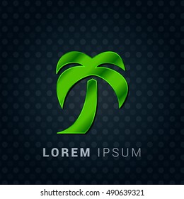 Palm Tree Bright Green chromium precious metallic 3D Icon / Logo Design
