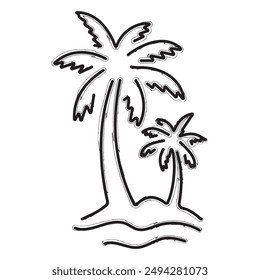 palm tree brush strokes on a white background. Vector illustration.