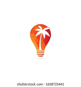 Palm tree bulb shape concept logo design vector template.coconut tree icon	