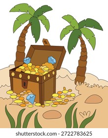 Palmera y tesoro enterrado Ilustración vectorial