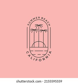 palm tree california line art logo vector symbol illustration design