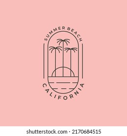 diseño de símbolo vectorial del logotipo del arte de la línea de la palmera california