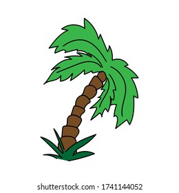 Palm Tree Cartoon Icon On White Stock Vector (Royalty Free) 1741144052 ...