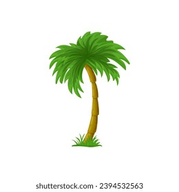 Palm tree cartoon isolated on white. Coco palm tree. Single palm clipart. Graphic element for tropical, exotic illustration.