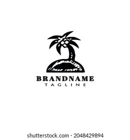 diseño del icono del logo de la caricatura de la palmera de la imagen del vector lindo moderno