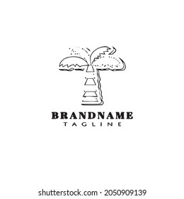 palm tree cartoon logo icon design template modern illustration