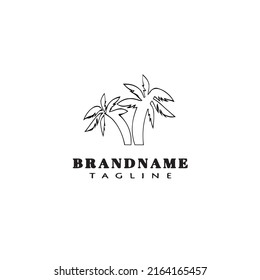 diseño del icono del logo de la caricatura de la palmera de la imagen del vector lindo moderno