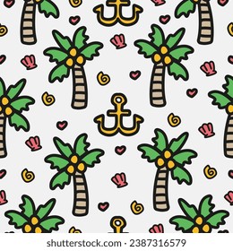 palm tree cartoon pattern design for decoration, background, print and more