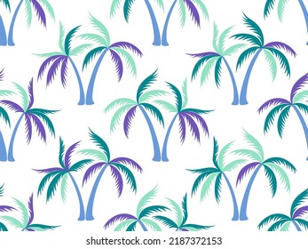 Palm tree cartoon seamless pattern vector design. Exotic garden plants textile ornament. Coconut palm tree wallpaper in hawaiian style. Botany rapport. Fashion fabric print.