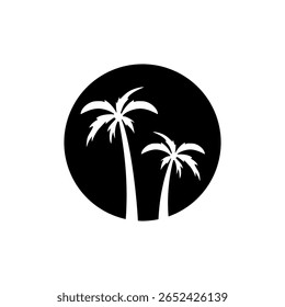 Palm tree circle icon isolated on white background