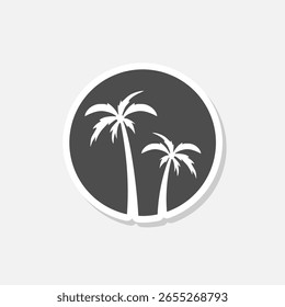 Palmenkreis-Symbol-Aufkleber einzeln auf grauem Hintergrund
