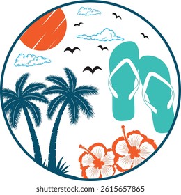 Palm Tree Circle, Summer Time, Beach, Vacation Trip
