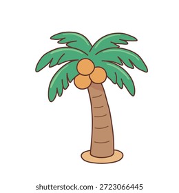 Vector Clipart de palmeras.  Doodle arte de Clip de palmera, elemento, Ilustración vectorial de icono. Divertidas hojas de trabajo de verano para niños actividad imprimible.
