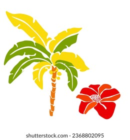 palm tree coconut tree flower ref orange tropical illustration vector