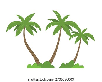 Palmera o cocotero con ilustración de hierba