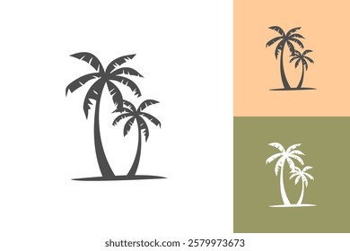 Palm tree coconut icon silhouette isolated