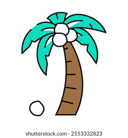 palm tree coconut line icon vector. palm tree coconut sign. isolated symbol illustration