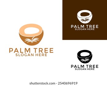 Palm Tree with coconut logo design vector template