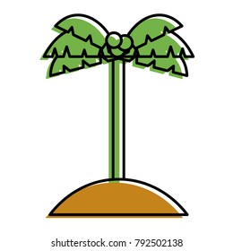 palm tree coconut sand island icon