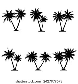 Palm tree coconut silhouette element set collection for your company or brand