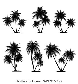 Palm tree coconut silhouette element set collection for your company or brand