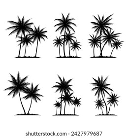 Palm tree coconut silhouette element set collection for your company or brand