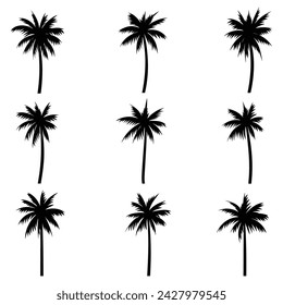 Palm tree coconut silhouette set collection for your company or brand