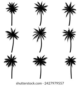 Palm tree coconut silhouette set collection for your company or brand