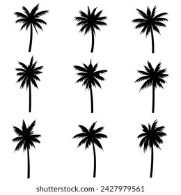 Colección de conjuntos de siluetas de coco de palmera para su empresa o marca