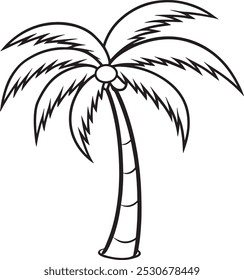 Palmera o árbol de coco silueta Vector fondo blanco