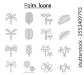 Palm tree  Coconut trees icon set in thin line style