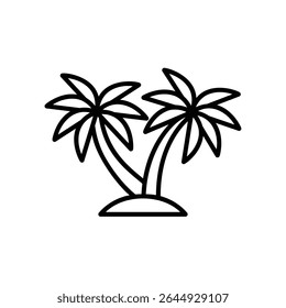 Palm tree or coconut trees icon for tropical island