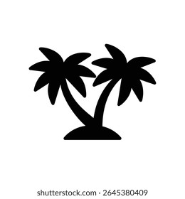 Palm tree or coconut trees icon for tropical island