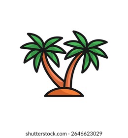 Palm tree or coconut trees icon for tropical island