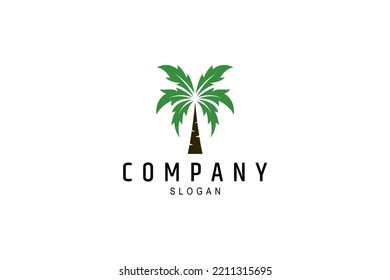 Palm tree or coconut vector logo in simple flat design style