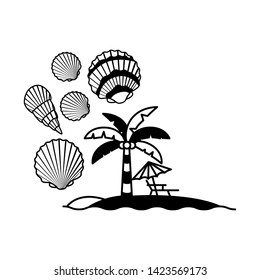 palm tree with coconut in white background
