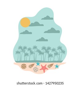 palm tree with coconut in white background