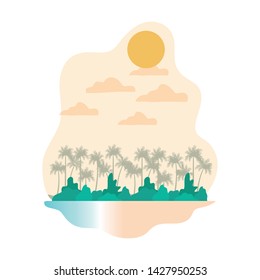 palm tree with coconut in white background