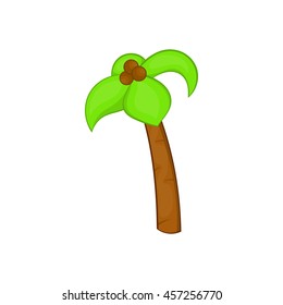 Palm tree with coconuts icon in cartoon style isolated on white background. Plants symbol