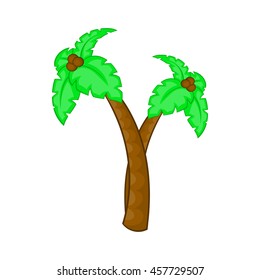 Palm tree with coconuts icon in cartoon style isolated on white background. Flora symbol