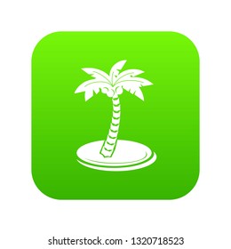 Palm tree with coconuts icon green vector isolated on white background
