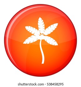 Palm tree with coconuts icon in red circle isolated on white background vector illustration