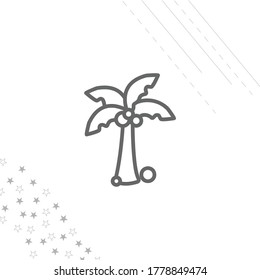 palm tree with coconuts isolated line icon for web and mobile