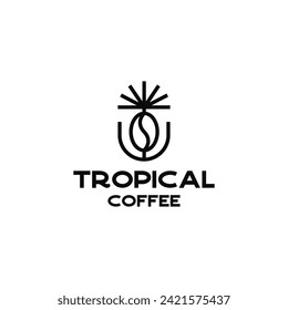 palm tree coffee bean logo icon design template flat vector