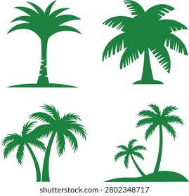 Palm Tree Collection Tropical Island Coconut Tree Vector Set
