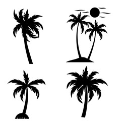 Palm Tree Collections Vector Silhouette With Black And White, 